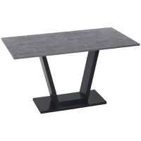 Masa HOMCOM pentru 4-6 Persoane, Blat Efect Marmura, Baza din Oțel, 140x80x76cm, Design Elegant | Aosom Romania - 1