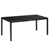 Masa pentru exterior Outsunny cu 8 locuri cu blat din sticla securizata, negru | Aosom Romania - 1
