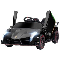 Mașină electrică pentru copii Lamborghini Veneno 12V cu telecomandă, roți cu suspensie, vârsta 3-6 ani, neagră 111x61x45cm HOMCOM | Aosom RO - 1