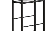 Măsuță de Cafea HOMCOM cu 3 Rafturi din Sticlă și Oțel, 40x18x62 cm, Negru