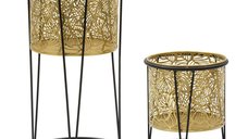 Mauro Ferretti Set Suporturi pentru Flori - Rotunde, Metal Aurit si Negru