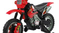 Motocicleta electrica HOMCOM pentru copii 3-6 ani din plastic PP cu roti de sprijin, faruri si muzica, 102x53x66 cm, rosu si negru
