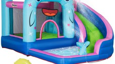 Outsunny 5 in 1 Castel gonflabil pentru copii de 3-8 ani mare castel gonflabil trambulina piscina cu geanta de transport 3,3 x 2,8 x 2 m