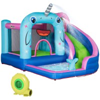 Outsunny 5 in 1 Castel gonflabil pentru copii de 3-8 ani mare castel gonflabil trambulina piscina cu geanta de transport 3,3 x 2,8 x 2 m - 1