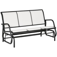 Outsunny Banca Balansoar de Gradina 3 Locuri din Metal si Tesatura, 151x75x85cm, Gri | Aosom Ro - 1