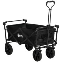 Outsunny Cărucior Pliabil de Exterior cu Copertină Detașabilă, Rezistent pentru Grădină și Camping, cu Maner Telescopic | Aosom Romania - 1