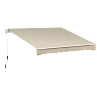 Outsunny Copertină Retractabilă pentru Terasă cu Manivelă Manuală, Rezistentă la Apă, Structură Metalică și Aluminiu, 4x2.5m, Bej | Aosom Romania - 1