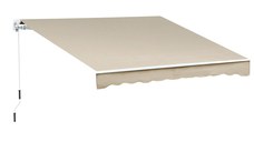 Outsunny Copertină Retractabilă pentru Terasă cu Manivelă Manuală, Rezistentă la Apă, Structură Metalică și Aluminiu, 4x2.5m, Bej | Aosom Romania