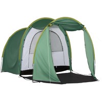 Outsunny Cort pentru Camping 4-6 Persoane cu 2 Spatii, 410x240x195cm, Verde | Aosom Ro - 1