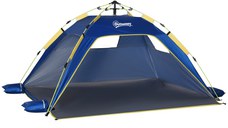 Outsunny Cort Plajă Pop Up cu 2 Ferestre Perforate și Usa Inchisa, 220x173x120cm Albastru si Galben
