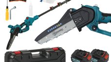 Outsunny fierastrau cu acumulator 2 in 1, cu tija telescopica si motor brushless, albastru