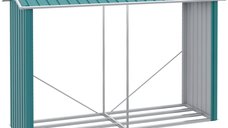 Outsunny Magazie pentru Lemne de Foc, Otel Galvanizat cu Podea Ridicata, 240x86x160 cm, Verde | Aosom Romania