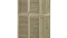 Outsunny Magazie pentru unelte, casuta de Gradina cu 4 Compartimente din Lemn de Brad Impermeabil | AOSOM RO