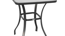 Outsunny Masă Pătrată pentru Grădină, Sticlă Termorezistentă, Design Modern, Negru, 68.5x68.5x84cm | Aosom Romania
