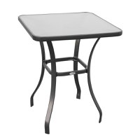 Outsunny Masă Pătrată pentru Grădină, Sticlă Termorezistentă, Design Modern, Negru, 68.5x68.5x84cm | Aosom Romania - 1