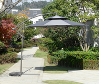 Outsunny Parasolar de gradina de 2.7m cu maner de reglare, parasolar cu nivel dublu si baza pentru exterior, umbrela de soare suspendata, Maro - 1