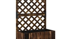 Outsunny Pat inaltat pentru gradina cu spalier, ghiveci din lemn 64 x 33 x 122cm carbonizat | Aosom Romania