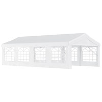 Outsunny Pavilion pentru extern cort pentru petreceri, căsătorii cadru din oțel impermeabil, Alb, 8x4x2.8m - 1