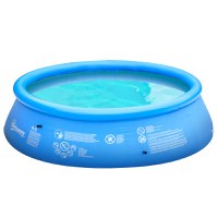 Outsunny Piscina de Gradina Gonflabila din PVC cu 3 Straturi pentru 3-4 Persoane cu Supapă de Scurgere si Pompa Manuala Inclusa, Φ274x76cm, Albastra - 1