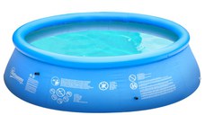 Outsunny Piscina de Gradina Gonflabila din PVC cu 3 Straturi pentru 3-4 Persoane cu Supapă de Scurgere si Pompa Manuala Inclusa, Φ274x76cm, Albastra