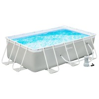 Outsunny Piscină Supraterană cu Pompă de Filtrare și Cadru de Oțel 291x190x75cm Gri Rezistentă și Ușor de Asamblat pentru Grădină | Aosom Romania - 1