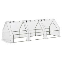 Outsunny Seră de Grădină Tip Tunel din PE pentru Cultivarea Plantelor și Florilor, cu Uși cu Fermoar, 270x90x90 cm, Alb | Aosom Romania - 1