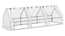 Outsunny Seră de Grădină Tip Tunel din PE pentru Cultivarea Plantelor și Florilor, cu Uși cu Fermoar, 270x90x90 cm, Alb | Aosom Romania