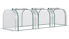 Outsunny Sera tip tunel din PVC transparent si otel, pentru plante si flori, cu usi cu fermoar, 295x100x80 cm | AOSOM RO