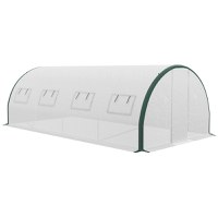Outsunny Seră Tunel cu 2 Uși cu Balamale și 8 Ferestre cu Plasă, Seră de Grădină pentru Legume, 6x3x2 m, Verge | Aosom Romania - 1