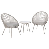 Outsunny set 3 piese, 1 masa si 2 scaune pentru exterior, crem | Aosom Romania - 1
