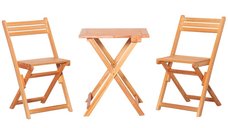 Outsunny Set 3 Piese Masa si Scaune de Gradina Pliabile din Lemn pentru Exterior | Aosom Ro