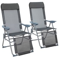 Outsunny Set de 2 scaune rabatabile exterioare pentru gradina cu suport reglabil pentru picioare, 2 scaune rabatabile pentru gradina - 1