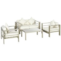 Outsunny Set de mobilier de gradina din 4 piese, cadru de aluminiu, mobilier de curte, cu sezut cu perne gros, 2 scaune | AOSOM RO - 1