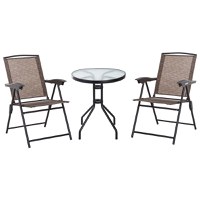 Outsunny Set de mobilier pentru gradina cu masa din sticla securizata, mobilier exterior, maro | AOSOM RO - 1