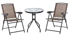 Outsunny Set de mobilier pentru gradina cu masa din sticla securizata, mobilier exterior, maro | AOSOM RO