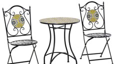 Outsunny Set Masa si Scaune de Gradina din Metal cu Majolica Colorata