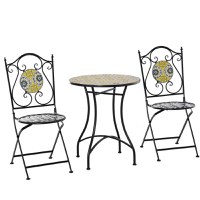 Outsunny Set Masa si Scaune de Gradina din Metal cu Majolica Colorata - 1