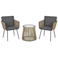 Outsunny Set Mobilier de Grădină cu 2 Șezlonguri Recliner pentru Exterior, cu Pernă Căptușită din PE, 196x65x22 cm, Gri | Aosom Romania - 1