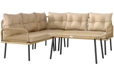 Outsunny Set Mobilier Grădină 4 Piese: 2 Canapele, Fotoliu Colț și Măsuță Bej | Aosom Romania