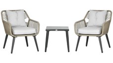 Outsunny Set Mobilier Terasă Modern 3 Piese din Ratan PE, Set Cafea cu Blat Metalic, Ideal pentru Curte și Exterior, Gri | Aosom Romania