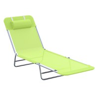 Outsunny Sezlong pentru Gradina Pliabil cu Spatar Reclinabil Verde deschis | Aosom Ro - 1