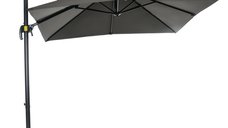 Outsunny Umbrelă de Grădină cu Manivelă de Mână cu Unghi Reglabil pe 5 Niveluri și Rotație la 360°, 245x245x248 cm, Gri | Aosom Romania