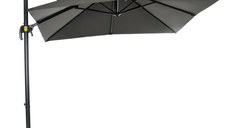 Outsunny Umbrelă de Grădină cu Manivelă de Mână cu Unghi Reglabil pe 5 Niveluri și Rotație la 360°, 245x245x248 cm, Gri | Aosom Romania