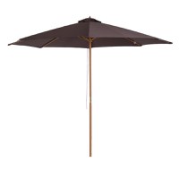 Outsunny Umbrela de Gradina cu Stalp din Lemn si Sipci, Parasolar pentru Exterior din Poliester, Φ300x250cm, Cafeniu - 1