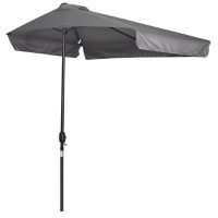 Outsunny Umbrela semicirculara pentru gradina cu manivela, 230x130x249cm, Gri | Aosom Ro - 1
