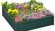 Pat de Gradina Outsunny Suprainaltat din Otel Galvanizat pentru Cultivare 120x120x30cm