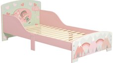 Pat ZONEKIZ pentru copii de 3-6 ani, cu margini inaltate si model cu animale, 77x143x60 cm, roz