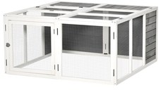 PawHut Adapost pentru iepuri pentru Exterior si Interior cu Acoperis Mobil, Cusca pentru 2-4 Iepuri din Lemn si Metal, Gri 120x120x60cm