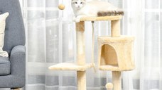  PawHut ansamblu pentru pisici, 4 niveluri, 40x40x114cm, bej | Aosom Ro
