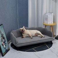 PawHut Canapea căptușită pentru câini de talie medie-mare max. 32kg cu tapițerie moale, detașabilă și lavabilă, gri - 1